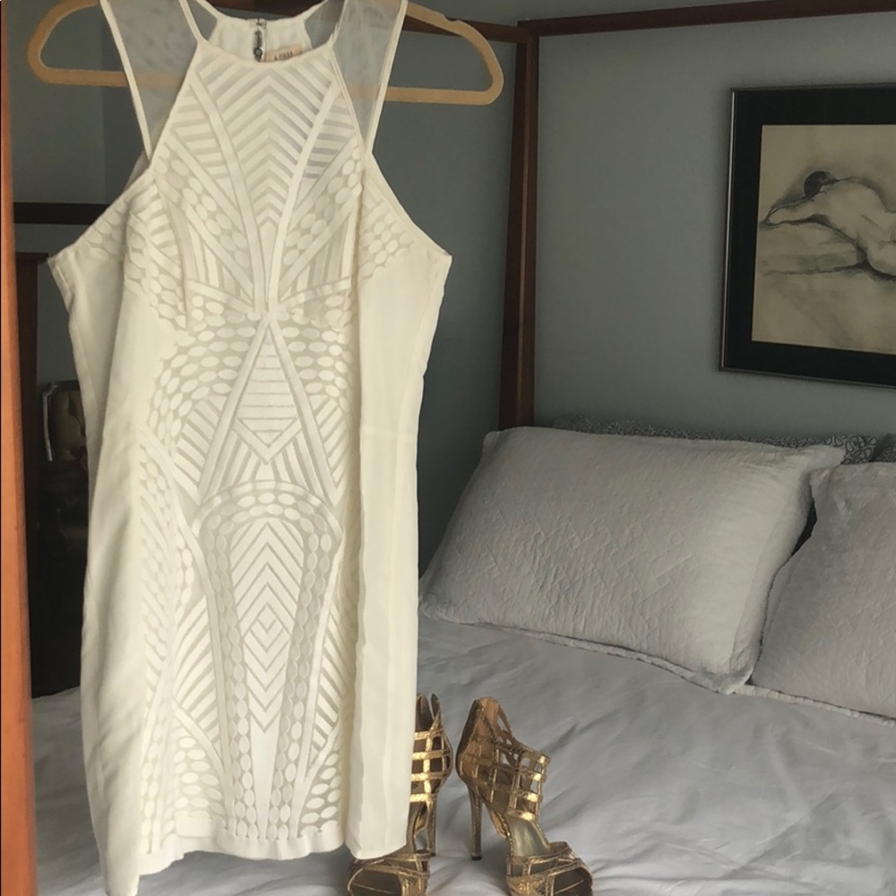 a. Moss white lace lined racer back mini dress s 8